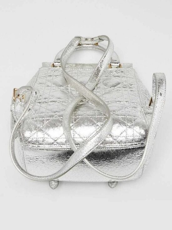 Christian Dior Silver Cannage Quilted Leather Stardust Small Backpack Bag main image 5
